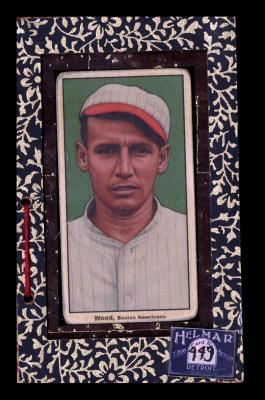 Picture, Helmar Brewing, T206-Helmar Card # 449, Smokey Joe Wood, Red bill on cap, stripes, Boston Red Sox